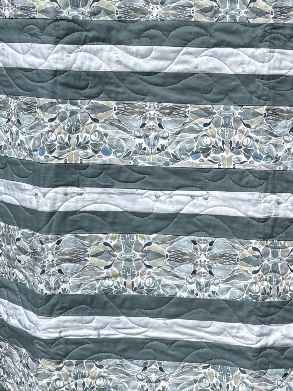 Handmade Blue and White Striped Quilt